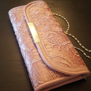 Pink Lace Crossbody/Clutch Convertible Bag